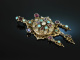 Transylvania around 1890! Rare pendant almandine turquoise natural pearl silver delicately gold-plated