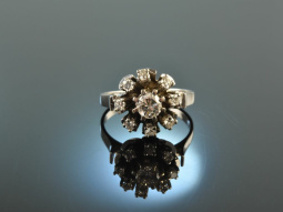 Glamour um 1960! Funkelnder Cocktail Brillant Ring 0,75 ct Weiss Gold 750