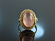 China um 1950! Grosser Gift Ring mit Geheimfach Rosenquarz Silber vergoldet