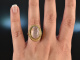 China um 1950! Grosser Gift Ring mit Geheimfach Rosenquarz Silber vergoldet