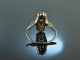 USA um 1910! Feiner Art Deco Ring Saphire Diamanten Gold 750 Platin