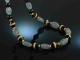 Um 1930! Edle Art Deco Kette Onyx Aquamarin Diamanten Gold 750 Email