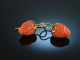 Coral Strawberries! H&uuml;bsche Erdbeer Ohrringe Gold 585 Mittelmeer Koralle