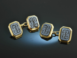 Munich around 1960! Engraved cufflinks gold 585 monogram fg