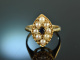 usa around 1950! Pretty seedbeads sapphire marquise ring gold 585