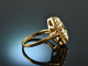 USA um 1950! H&uuml;bscher Saatperlen Saphir Marquise Ring Gold 585