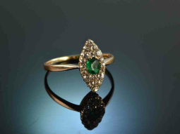 Berlin um 1900! Antiker Smaragd Diamant Marquise Ring 0,6...