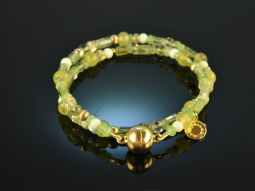 Refreshing Lemon! Fancy Armband 2reihig Peridot Heliodor...