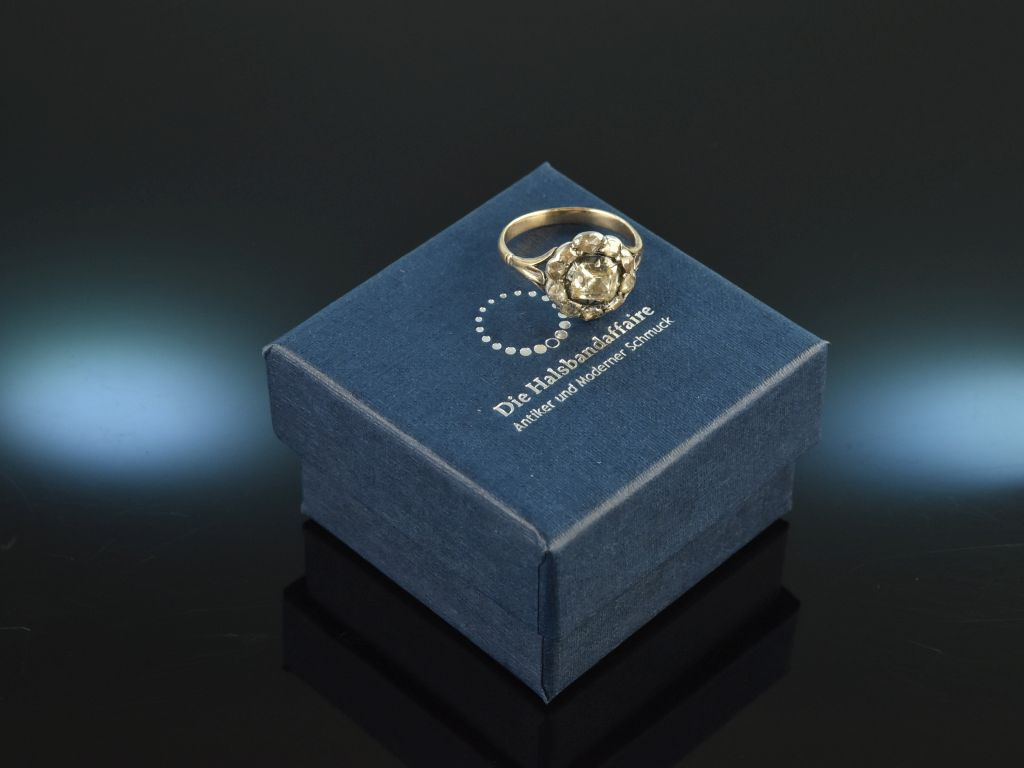 Um 1780! Wundervoller Historischer Rosenschliff Diamant Ring 1,1
