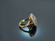 Rom um 1970! Schicker gro&szlig;er 1,4 ct Diamant Rosen Ring Gold 750 SIlber