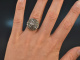 Rom um 1970! Schicker großer 1,4 ct Diamant Rosen Ring Gold 750 SIlber