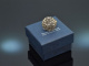 Rom um 1970! Schicker großer 1,4 ct Diamant Rosen Ring Gold 750 SIlber