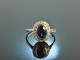 Frankfurt um 1950! Klassisch feiner Ring Platin Saphir Diamanten 0,6 ct