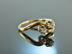 Frankfurt um 1910! Toi-et-Moi Verlobungs Ring Altschliff Diamanten 0,22 ct Gold 585