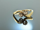 Frankfurt um 1910! Toi-et-Moi Verlobungs Ring Altschliff Diamanten 0,22 ct Gold 585