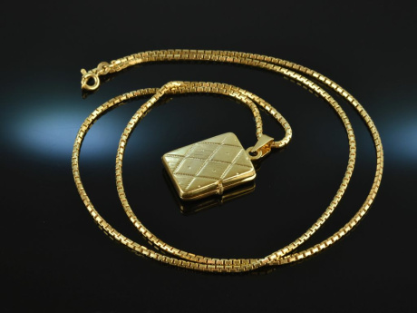 Around 1950! Medallion in book form with long chain silver-gilt
