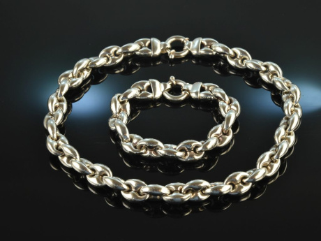 Around 1980! Chic big statement necklace and bracelet silver 925