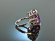 Um 1970! Besonders sch&ouml;ner Cocktail Ring Amethyst Brillanten Wei&szlig; Gold 585