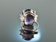 Um 1970! Besonders sch&ouml;ner Cocktail Ring Amethyst Brillanten Wei&szlig; Gold 585