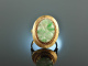 Holland um 1955! Feiner Apple Jade Ring Gold 585