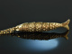 Around 1960! Pretty link fish pendant with long chain silver gold plated