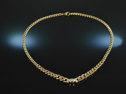 Um 1995! Zeitloses klassisches Panzer Collier mit Brillanten 0,25 ct Gold 585