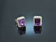 Lovely Violet! Klassische Ohrringe Amethyst Brillanten Wei&szlig; Gold 750