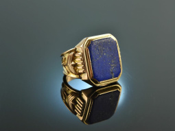 M&uuml;nchen um 1950! Schwerer Wappen Siegel Ring Lapislazuli Gold 585