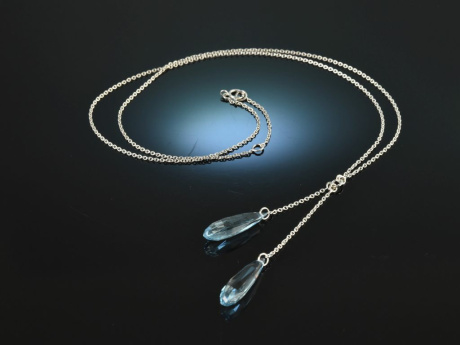 Fein und Filigran! H&uuml;bsches Lavali&egrave;re Collier Aquamarine 8,15 ct Weiss Gold 750