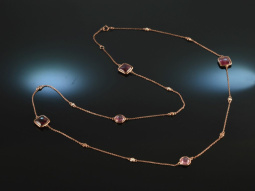 Pretty in Pink! Zarte lange Kette Turmaline Diamanten Ros&eacute; Gold 750