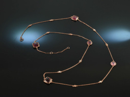 Pretty in Pink! Zarte lange Kette Turmaline Diamanten...