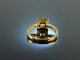 Fine Green! H&uuml;bscher Ring Peridot Diamanten Gelb Gold 750