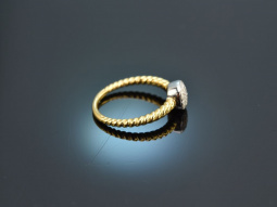 Shiny Square! Funkelnder Diamant Ring 0,16 ct Gelb und Wei&szlig; Gold 750