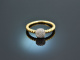 Shiny Square! Funkelnder Diamant Ring 0,16 ct Gelb und Weiß Gold 750