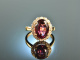 Lovely Red! Feinster Rhodolith Diamant Ring Gelb Gold 750