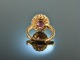 Lovely Red! Feinster Rhodolith Diamant Ring Gelb Gold 750