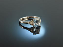 Fine Aqua! Eleganter Aquamarin Diamant Ring Wei&szlig;...