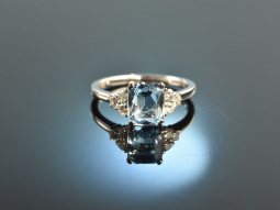 Fine Aqua! Eleganter Aquamarin Diamant Ring Wei&szlig;...