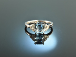 Fine Aqua! Eleganter Aquamarin Diamant Ring Wei&szlig; Gold 750