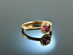 Pretty Red! H&uuml;bscher Rhodolith Diamant Ring Gelb Gold 750