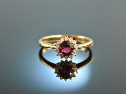 Pretty Red! H&uuml;bscher Rhodolith Diamant Ring Gelb...