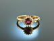 Pretty Red! H&uuml;bscher Rhodolith Diamant Ring Gelb Gold 750