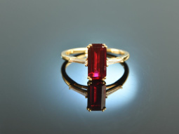 Noble Red! Feiner Granat Diamant Ring Gelb Gold 750