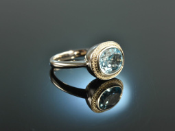 Precious Aqua! Feinster Aquamarin Diamant Ring Wei&szlig;...