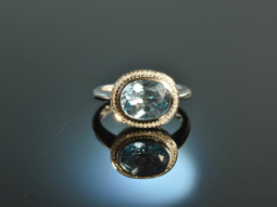 Precious Aqua! Feinster Aquamarin Diamant Ring Wei&szlig;...