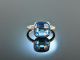 Swiss Blue! Schicker Topas Diamant Ring Wei&szlig; Gold 585