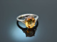 Gentle Sunshine! Citrin Diamant Ring Wei&szlig; Gold 750