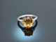 Gentle Sunshine! Citrin Diamant Ring Wei&szlig; Gold 750