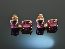 Vivid Violet! Pretty Rhodolite Amethyst Diamond Earrings...