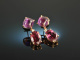 Vivid Violet! Pretty Rhodolite Amethyst Diamond Earrings Ros&eacute; Gold 750